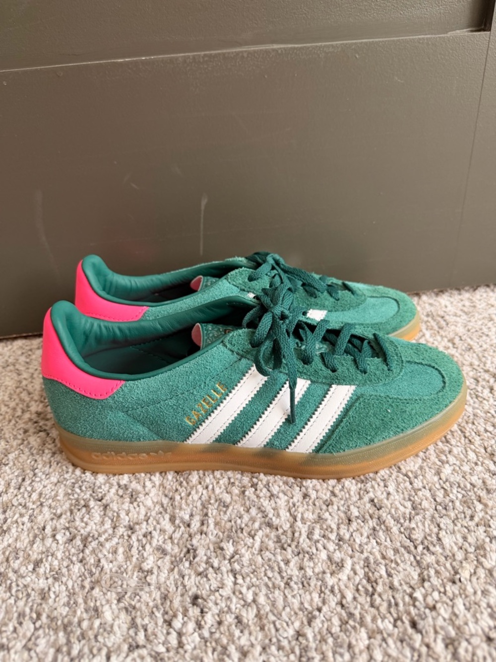 Adidas Gazelle Indoor College Green Lucid Pink IG5929 Womens US 7.5 - Worn Once